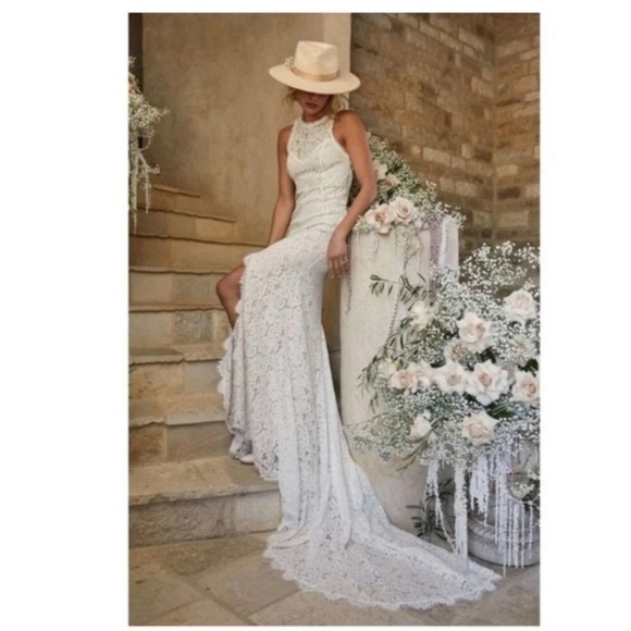 NWT Lulu’s Love Everlasting White Floral Lace Mermaid Gown - Size XS - Picture 2 of 7